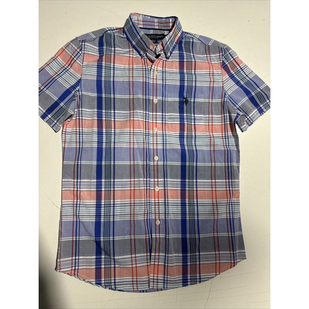 Men's US Polo Assn Plaid Button‎ Up Shirt Short Sleeve Size Small